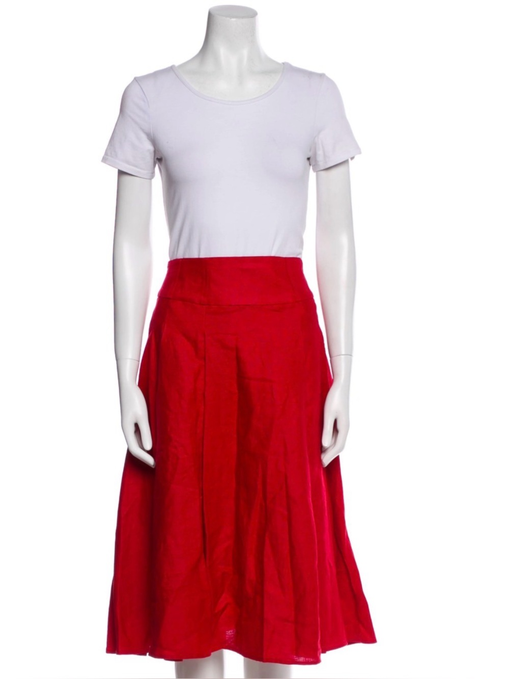 Reformation Red A-Line Midi Skirt